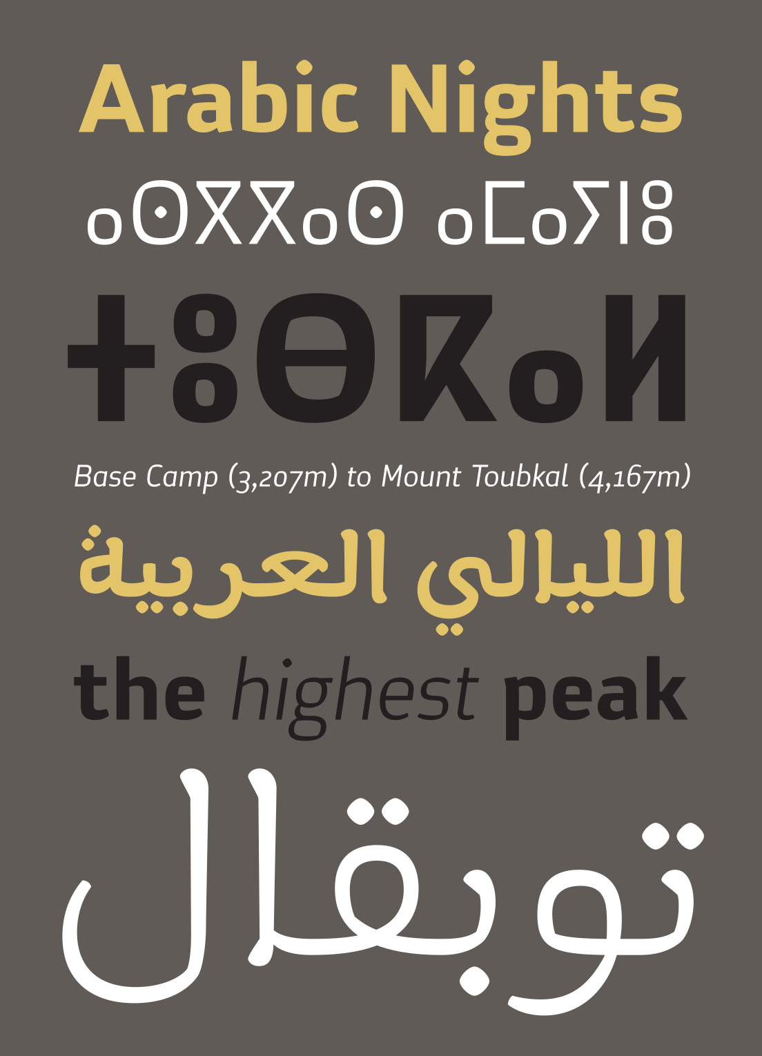 Tubqal Pro typeface specimen 2